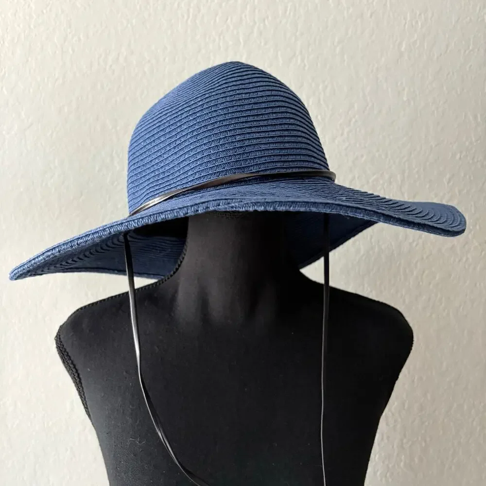 PETER GRIMM Women's Sun Hat Sz OS Blue Summer Nautical Cruise Ship Cabana Beachy